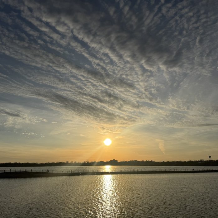 Sunset over open water